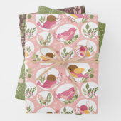 かわいい鳥の赤ちゃんシャワー ラッピングペーパーシート (インサイチュ)