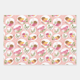 かわいい鳥の赤ちゃんシャワー ラッピングペーパーシート