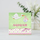 かわいい鳥の赤ん坊ガールAqikah 招待状 (スタンド正面)