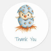かわいい鳥の青ありがとう ラウンドシール (正面)