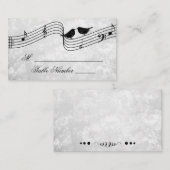 かわいい鳥の音楽結婚のシーティングテーブル座席表 プレイスカード (正面/裏面)