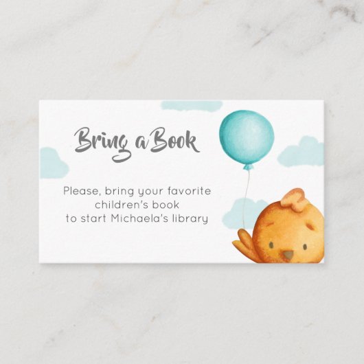 かわいい鳥の風船で本を エンクロージャーカード (正面)