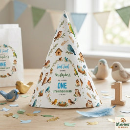 かわいい鳥の1歳の誕生日パーティー お子様の楽しいお祝いに パーティーハット