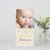 かわいい鳥はベビーの写真カードテンプレート感謝していしています サンキューカード (スタンド正面)