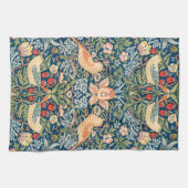 かわいい鳥イチゴ泥棒ヴィンテージアート キッチンタオル (横)