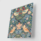 かわいい鳥イチゴ泥棒ヴィンテージアート スクエア壁時計 (傾斜)