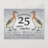 かわいい鳥カスタムたちシルバー25結婚周年 ポストカード (正面)