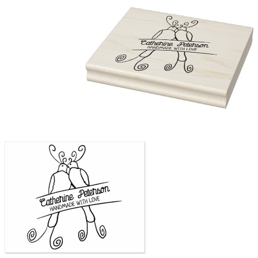 かわいい鳥カスタムの愛で手作り大 ラバースタンプ (押印)