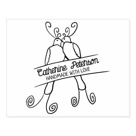 かわいい鳥カスタムの愛で手作り大 ラバースタンプ (インプリント)