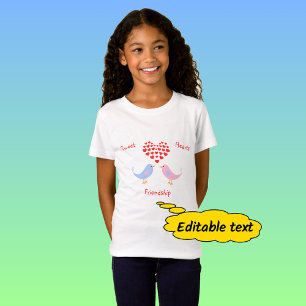 かわいい鳥カスタム文字友情 Tシャツ
