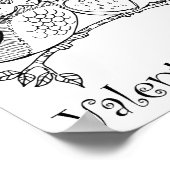 かわいい鳥カップル愛ふくろうロマンスラインアートNo 1/3 ポスター (角)