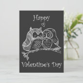 かわいい鳥カップル愛ふくろうロマンスラインアートNo 2/3 シーズンカード (スタンド正面)