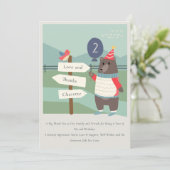 かわいい鳥クママイルストーン山どんな年齢も誕生日 サンキューカード (スタンド正面)