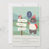 かわいい鳥クマ マイルストーン 山 どんな年齢の誕生日 サンキューカード (正面)