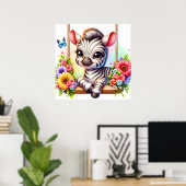 かわいい鳥ゼブラ子供部屋 ポスター (ホームオフィス)