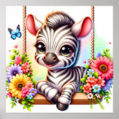 かわいい鳥ゼブラ子供部屋 ポスター (正面)