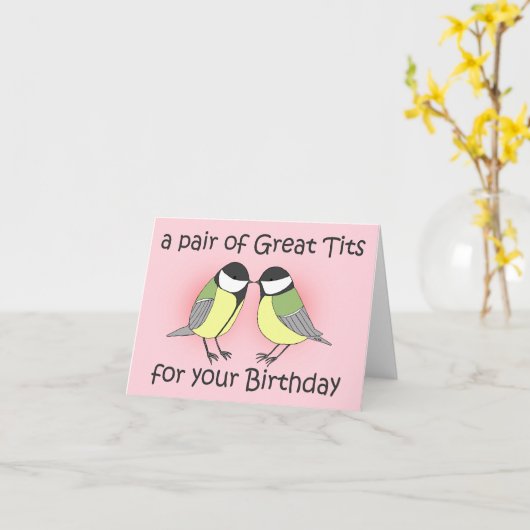 かわいい鳥プンジョーク気のあるそぶりをしたメンズおもしろい誕生日 カード (黄色い花)