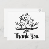 かわいい鳥ロバーバード結婚白黒ありがとう ポストカード (正面/裏面)