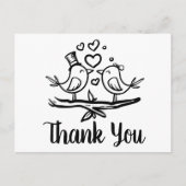 かわいい鳥ロバーバード結婚白黒ありがとう ポストカード (正面)
