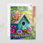 かわいい鳥好きのための鳥小屋のイラスト ポストカード (正面/裏面)