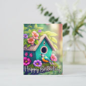 かわいい鳥好きのための鳥小屋イラスト ポストカード (スタンド正面)