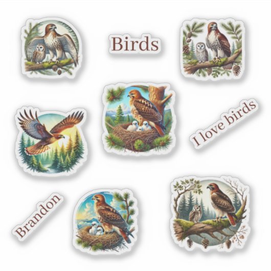 かわいい鳥好きの動物 シール (正面)