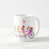 かわいい鳥家族が付いている多彩なタンデム自転車 コーヒーマグカップ (正面右)