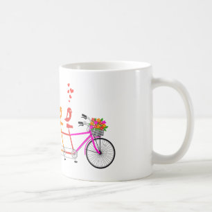 かわいい鳥家族が付いている多彩なタンデム自転車 コーヒーマグカップ