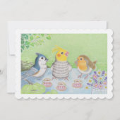 かわいい鳥茶パーティーフラットカード サンキューカード (正面)