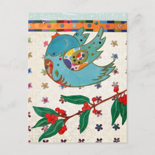 かわいい鳥飛んでいると歌 ポストカード (正面)