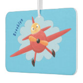 かわいい鳥飛んでいる赤い飛行機の漫画イラストレーション カーエアーフレッシュナー (左)