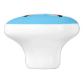 かわいい鳥飛んでいる赤い飛行機の漫画イラストレーション セラミックノブ (側面)