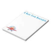 かわいい鳥飛んでいる赤い飛行機の漫画イラストレーション ノートパッド (回転)