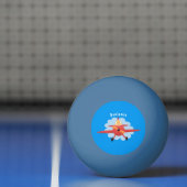 かわいい鳥飛んでいる赤い飛行機の漫画イラストレーション 卓球ボール (ネット)