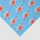 かわいい鳥飛んでいる赤い飛行機の漫画イラストレーション 薄葉紙 (詳細)