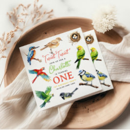 かわいい鳥1歳の誕生日パーティー スタンダードカクテルナプキン