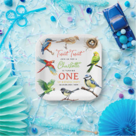 かわいい鳥1歳の誕生日パーティー ペーパープレート