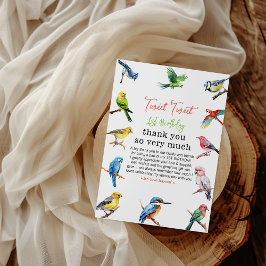 かわいい鳥1歳の誕生日 サンキューカード