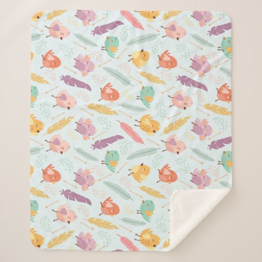 かわいい鳥 シェルパブランケット (正面)