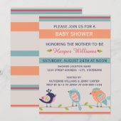 かわいい鳥 - ベビーシャワー招待状 招待状 (正面/裏面)