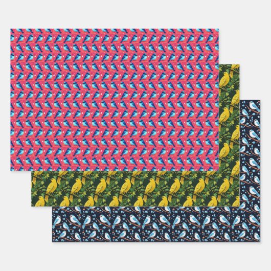 かわいい鳥 ラッピングペーパーシート (セット)