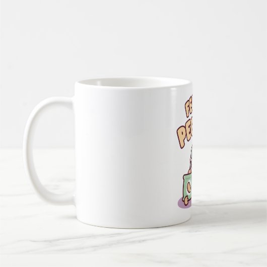 かわいい鳩とポテトチップスの空腹 コーヒーマグカップ (左)