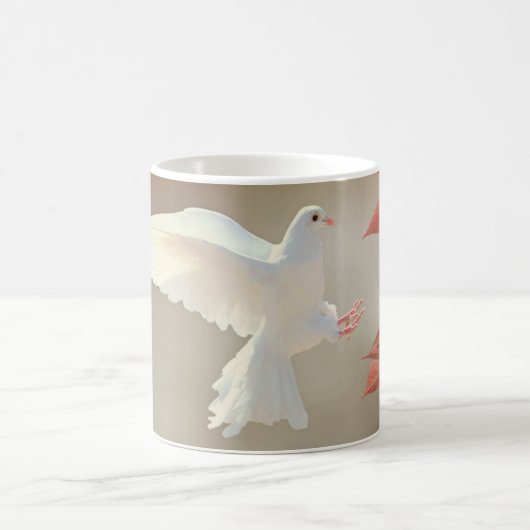 かわいい鳩 白い鳩 愛と平和のシンボル 鳥 コーヒーマグカップ (中央)