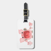 かわいい鳴き声のキャラクター豚の荷物タグ ラゲッジタグ (正面縦)