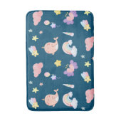 かわいい鳴魚ユニコーン虹のパターン バスマット (正面縦)