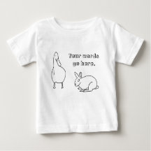 かわいい鴨とウサギのスケッチあなたのテキストTシャツ