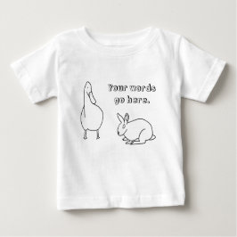 かわいい鴨とウサギのスケッチあなたのテキストTシャツ ベビーTシャツ