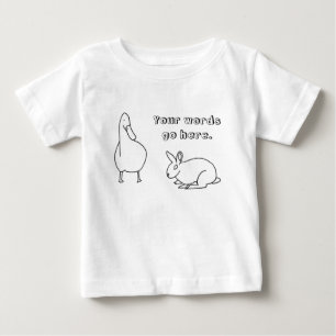 かわいい鴨とウサギのスケッチあなたのテキストTシャツ ベビーTシャツ