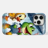 かわいい鴨、カエル、雨の中のバニー iPhoneケース (裏面横)