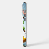 かわいい鴨、カエル、雨の中のバニー iPhoneケース (左側面)